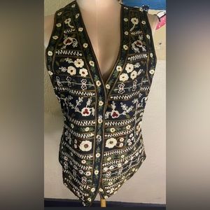 90s embroidered floral vest